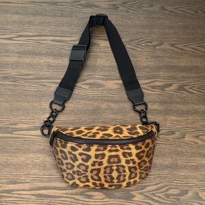 Steve Madden Leopard Print Fanny Pack with Black Strap